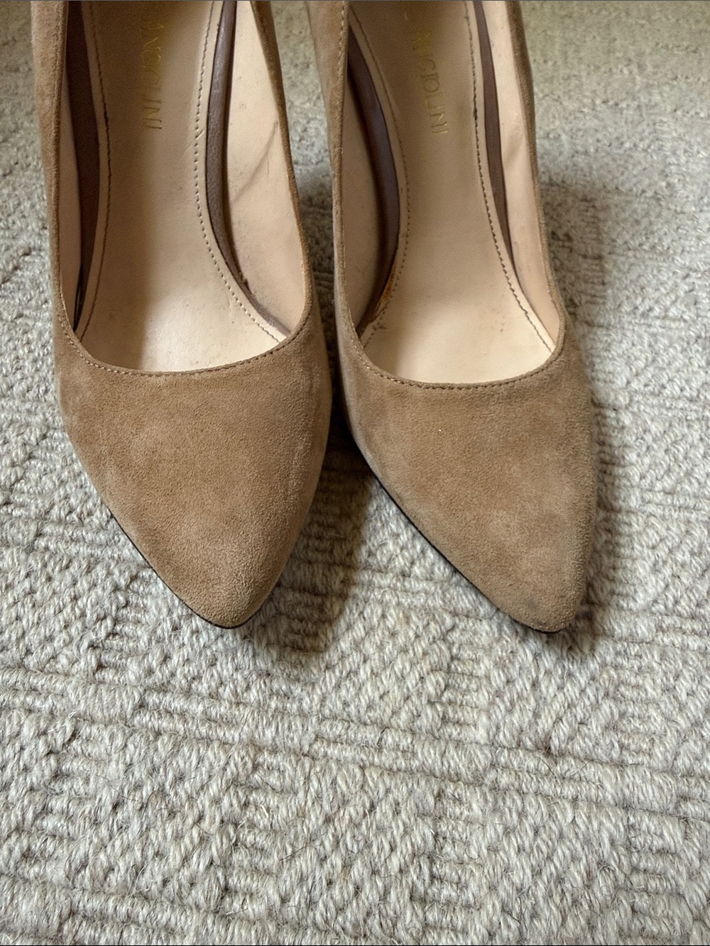 Enzo Angiolini Taupe Suede Pointed-Toe Heels with Back Bow - Picture 7 of 7